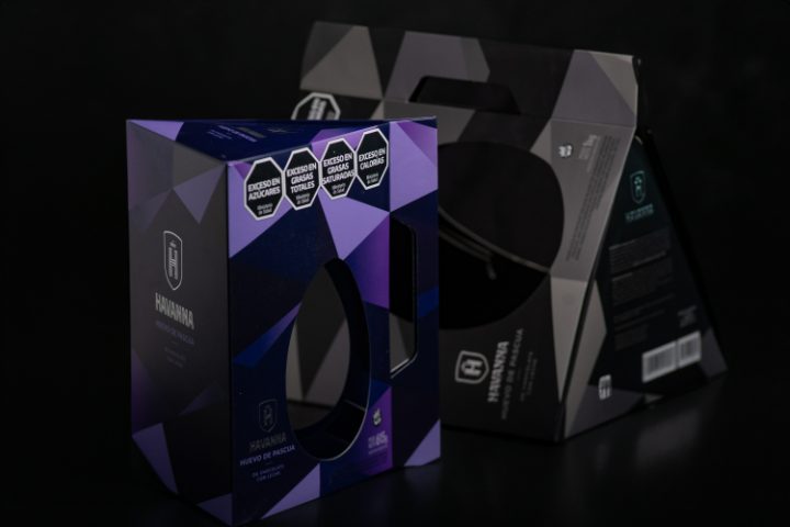 Estuche geométrico violeta y negro para los huevos de pascua de Havanna